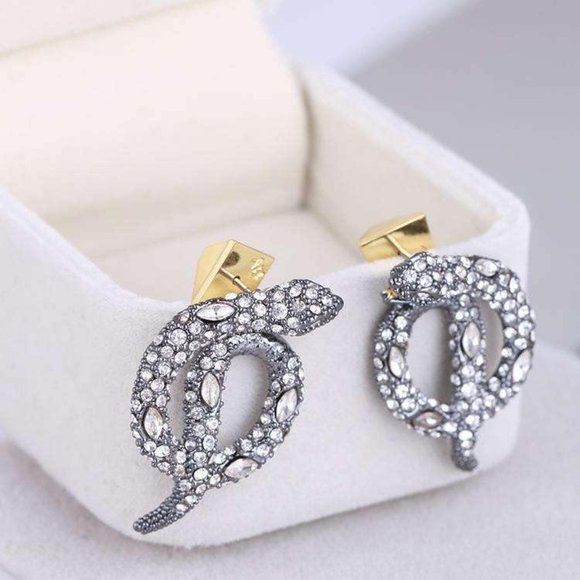 NEW Alexis Bittar Coiled Serpent Black Snake Earrings - Picture 1 of 5